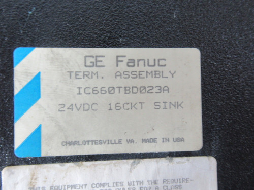 GE Fanuc IC660TBD023A Terminal Assembly 24VDC 16CKT Sink USED