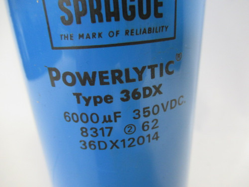 Sprague 36DX12014 Powerlytic Capacitor 6000uf 350VDC USED