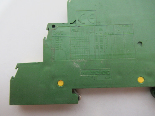 Entrelec D4/6.P.T1 Triple Deck Green/Yellow Terminal Block 500V USED