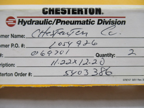Chesterton Co. 069701 Hydraulic Seal 11.22"x12.20" Pack of 2 ! NEW !