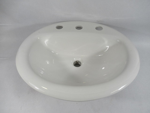 Contrac 4180BGW Soft White Oval Drop-In Sink HAS COSMETIC DAMAGE ! NOP !
