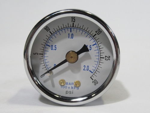 Generic 1-1/2” Dry Pressure Gauge 0-30psi Back Mount 1/8NPT Brass ! NEW !