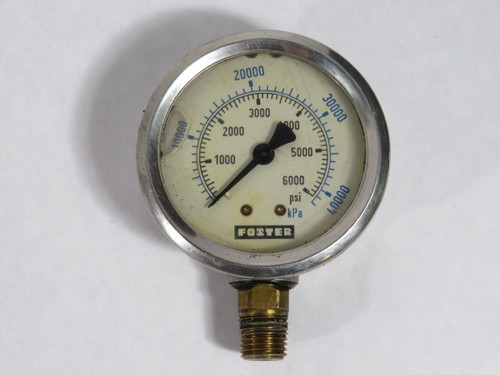 Foster 0-6000 Pressure Gauge 0-6000 PSI 67.82mm Diameter Liquid Filled USED