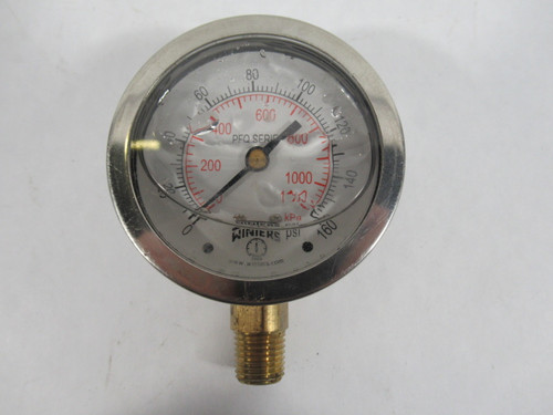 Winters PFQ805R1R11 Liquid-Filled Pressure Gauge 0-160PSI 0-1100kPa USED