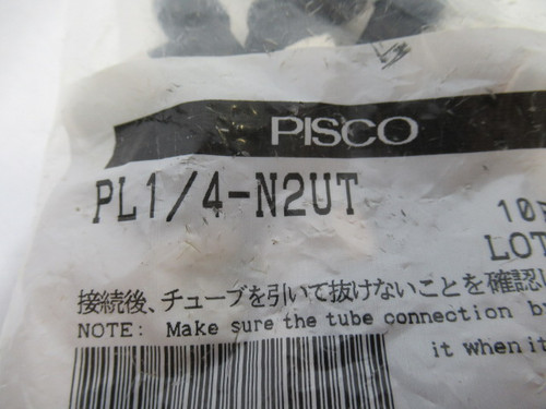 Pisco PL1/4-N2UT Straight Push-In Fitting 1/4" Tube x 1/4" NPT 10-Pack ! NWB !