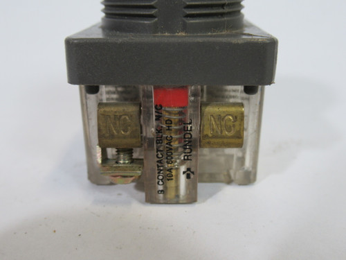 Rundel 604430-R Momentary Push Button Black Head 600V 10A 1NO 1NC USED