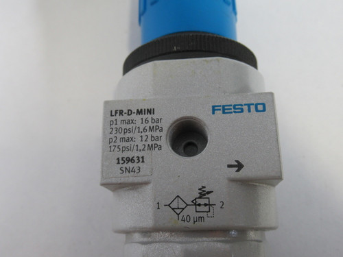 Festo 159631 LFR-1/4-D-MINI Filter Regulator w/o Gauge G1/4 16 bar USED