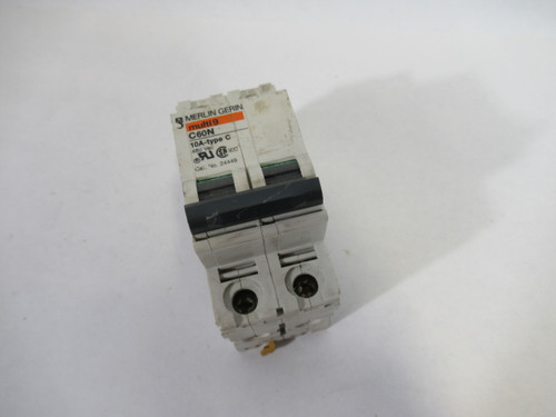 Merlin Gerin 24449 C60N-C10A Circuit Breaker 10A 480VAC 2P USED