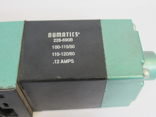 Numatics 152SA400K Solenoid Valve w/2 Coils 150PSIG 120V@60Hz .09A USED