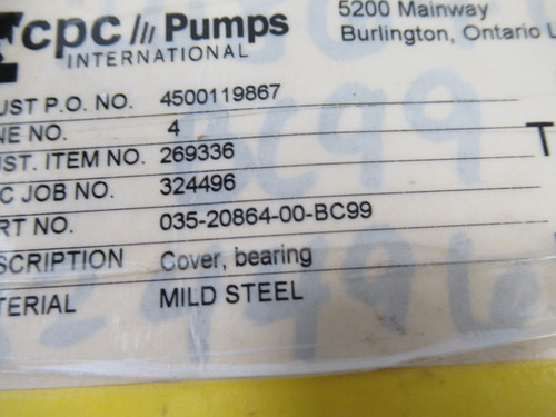 CPC Pump 035-20864-00-BC99 Steel Bearing Cover 7.75"OD 3.68"ID 1.015"TH ! NOP !