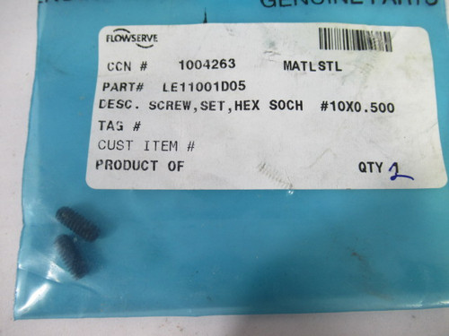 FlowServe LE11001D05 1004263 STL Hex SOCH Screw Set #10x.500 ! NWB !