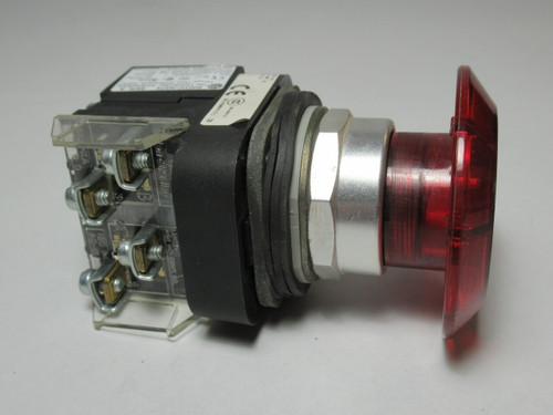 Allen-Bradley 800T-FXJQH2RA Ser U Push-Pull Device 12-130V Red Cap 1NO 1NC USED