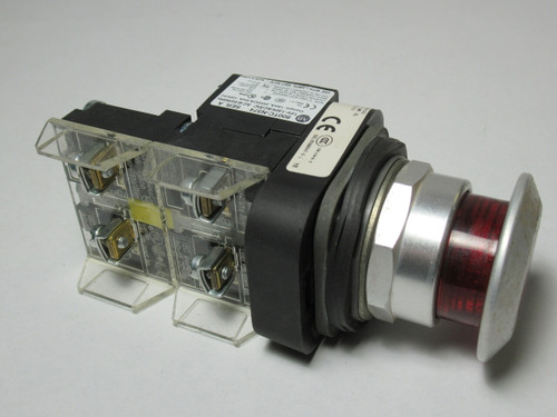 Allen-Bradley 800T-FXQH2RA5 Ser U Push-Pull Device 12-130V Red Cap 2NCLB USED
