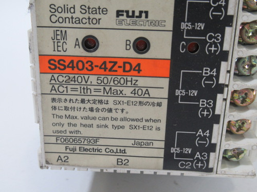 Fuji SS403-4Z-D4 Solid State Contactor 240VAC 50/60Hz 40A USED