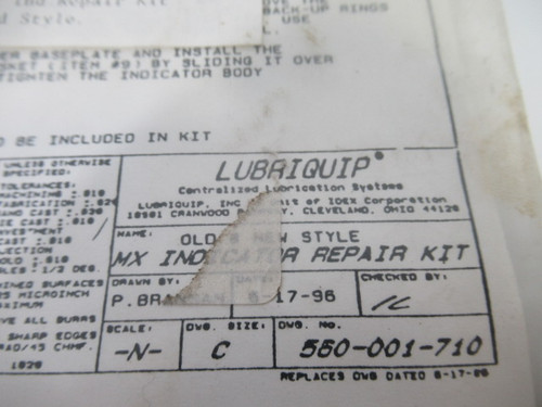 Lubriquip 560-001-710 MX Indicator Repair Kit *Old & New Style* ! NWB !