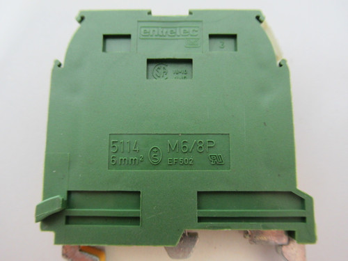 Entrelec M6/8P-5114 Terminal Block GREEN/YELLOW Lot of 20 USED