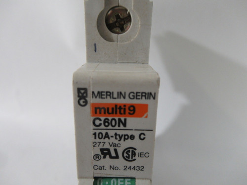 Merlin Gerin 24432 C60N Type C Circuit Breaker w/o Latch 10A 277VAC 1P USED