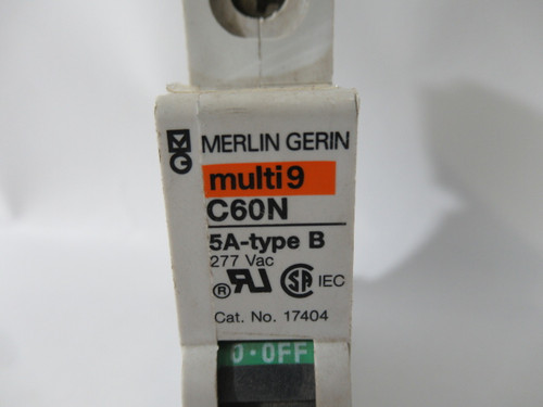 Merlin Gerin 17404 C60N Type B Circuit Breaker w/o Latch 5A 277VAC 1P USED