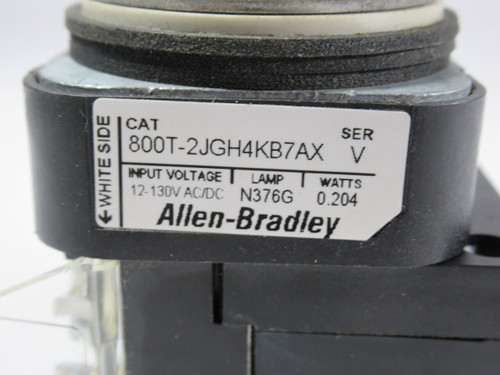 Allen-Bradley 800T-2JGH4KB7AX Series V Selector Switch Green Lens 1NO 1NC USED