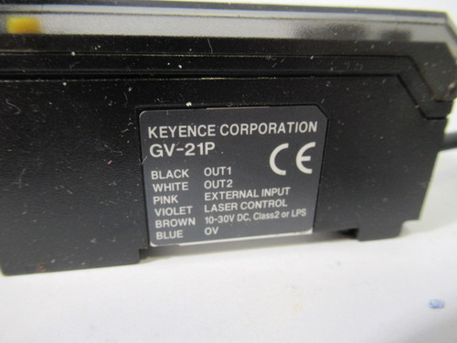 Keyence GV-21P Laser Sensor Amplifier 30VDC 1.5/3/10.20/50ms Cut Cable USED