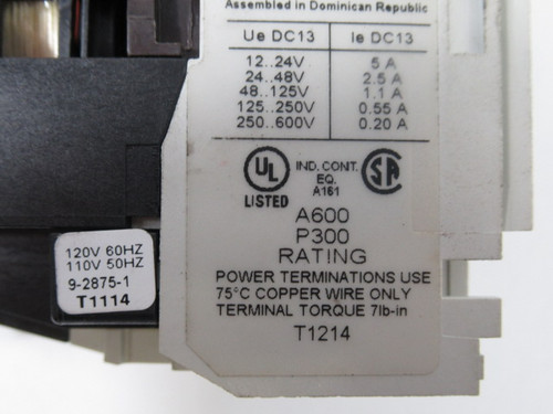 Eaton D15CR22 Contactor SER B1 120/110V 50/60Hz 5A 4 Poles USED