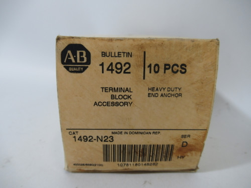 Allen-Bradley 1492-N23 Ser D Terminal Block Heavy Duty End Anchor 10-Pk ! NEW !