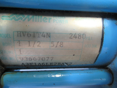 Miller HV61T4N Hydraulic Cylinder 2480 psi 1-1/2" Bore 1" Stroke USED