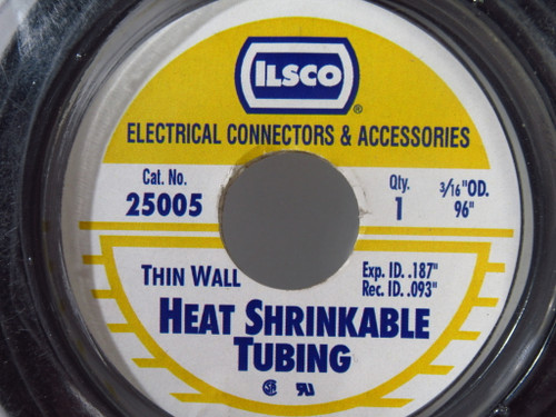 Ilsco 25005 Black Thin Wall Heat Shrink 3/16" OD 2:1 Ratio 43" Long ! NEW !