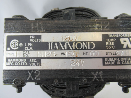 Hammond HH2G Transformer 150VA Pri.120V Sec. 24V 1Ph 60Hz USED