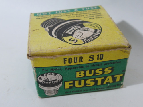 Buss S10 Fustat Dual Element Glass Fuse 10A 125V 4-Pack ! NEW !