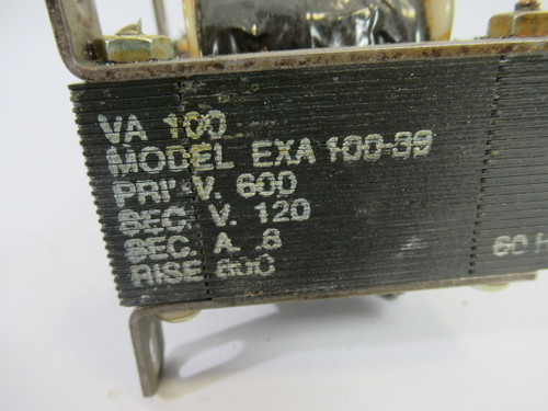 Marcus EXA-100-39 Control Transformer 100VA Pri. 600V Sec 120V USED