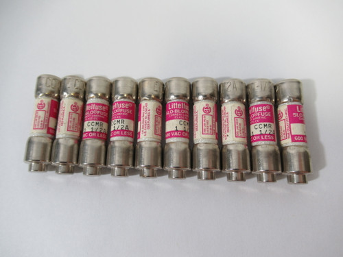 Littelfuse CCMR-1-1/2 Slo-Blo Fuse 1-1/2A 600VAC Lot of 10 USED