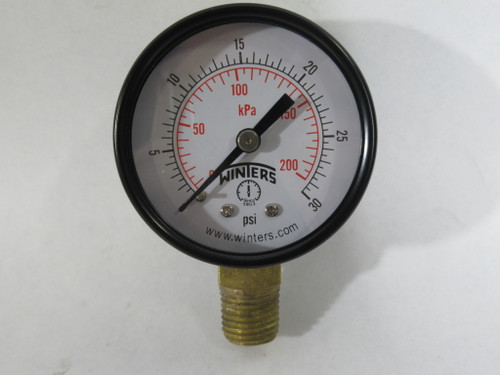 Winters PEM199 Dry Pressure Gauge 0-30 psi 0-200kPa 2" Dia 1/4" NPT ! NEW !