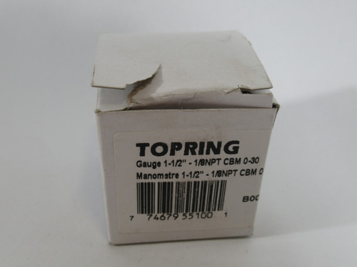 Topring 55.100 Dry Pressure Gauge 0-30 psi 0-200 kPa 1-1/2" 1/8" NPT ! NEW !