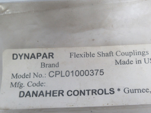 Dynapar CPL01000375 Flexible Shaft Coupling 3/16"-3/8"ID 1"OD 1.25"L ! NWB !