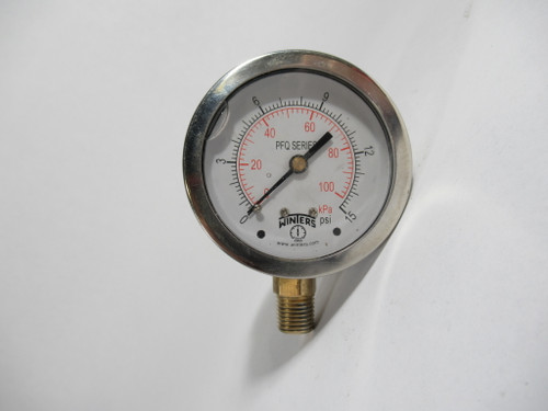 Winters PFQ800-SS Liquid Pressure Gauge 0-15psi/kPa 2-3/4" 1/4"NPT USED
