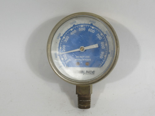 Linde 999443 Union Carbide Gauge 100-900 psig 1000-6000kPa 3" 1/2" NPT USED