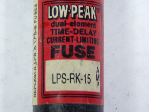 Low-Peak LPS-RK-15 Dual Element Time Delay Fuse 15A 600V USED