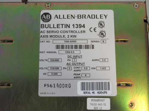 Allen-Bradley 1394-AM03 Axis Module Series B 1.6/2kW 3Ph COSMETIC DAMAGE USED