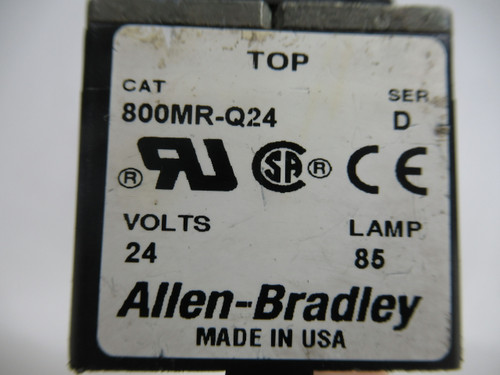 Allen-Bradley 800MR-Q24G Ser D Pilot Light 24V Green Lens USED