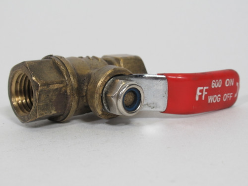FF 600 WOG 1/4" Brass Ball Valve 1-11/16" Length 2" Handle USED