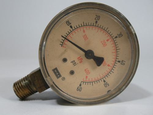 Wika 8990578 Pressure Gauge 0-60 psi 0-410 kPa 2.5" Diameter 1/4" NPT USED