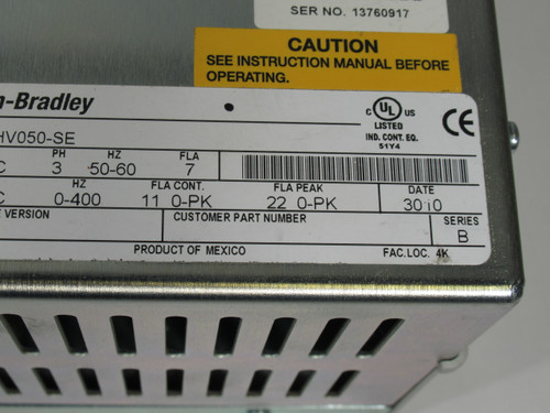 Allen-Bradley 2098-DSD-HV050-SE Series B Servo Drive F/W V1.53 USED