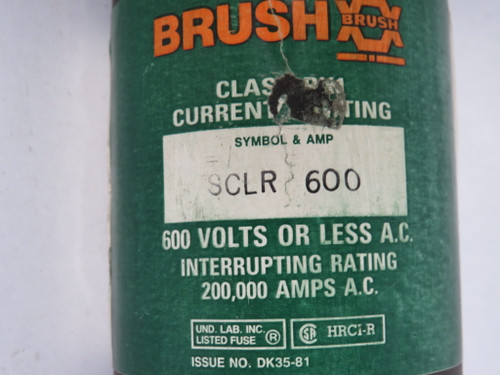 Brush SCLR600 Current Limiting Class RK1 Fuse 600A 600VAC USED