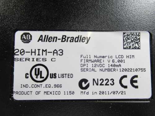 Allen-Bradley 20AD5P0A0AYNNNC0 Ser A PowerFlex 70 AC Drive w/ 20-HIM-A3 USED