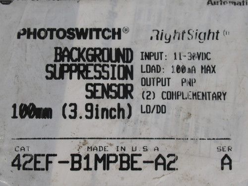 Allen-Bradley 42EF-B1MPBE-A2 Ser A Photoelectric Sensor 100mm Range 2m Cable NWB