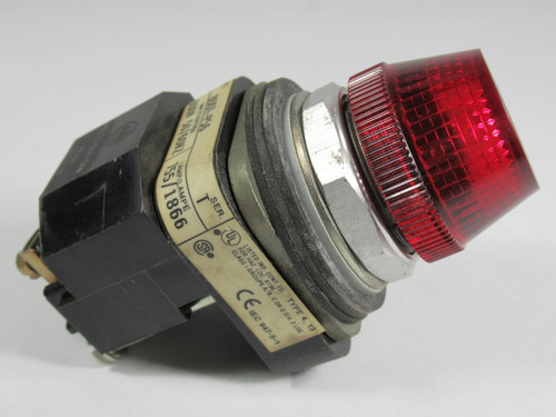 Allen-Bradley 800T-P56R Series T Pilot Light 600VAC 50/60Hz Red Lens USED