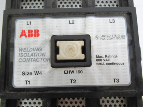 ABB EHW-160C-AFL Welding Isolation Contactor *No Screws* 110V@50Hz USED