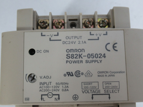 Omron S82K-05024 Power Supply 24DC 2.1A *No Contact Cover* USED