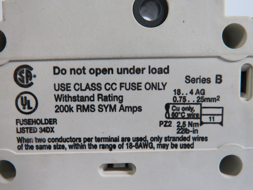 Allen-Bradley 1492-FB1C30-D1 Ser B Fuse Holder 30A 72V 18-4AWG 0.75-25mm USED